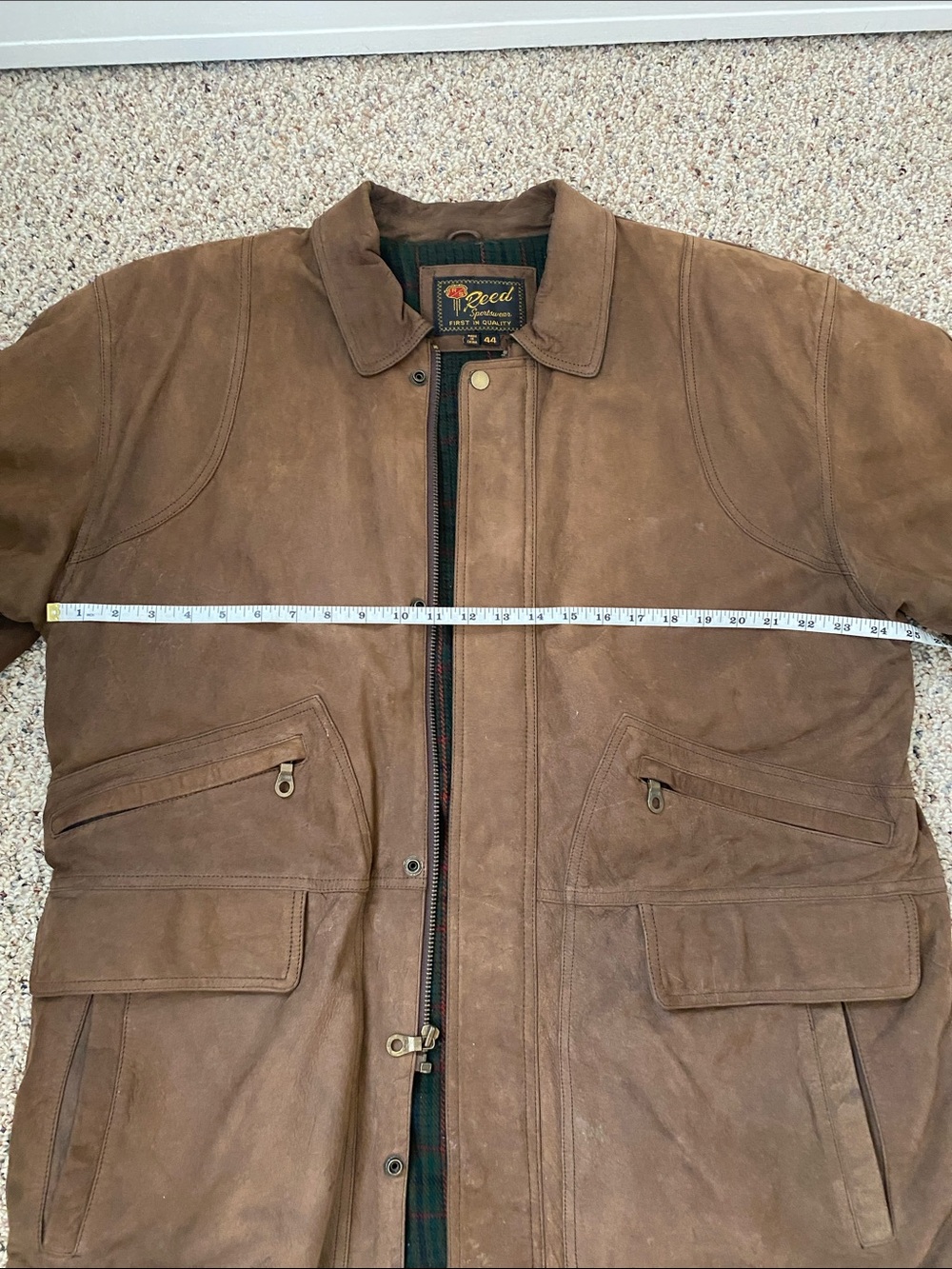 Reed Sportswear Brown Suede Men's Jacket with Plaid Lining - Classic Field Coat - Picture 6 of 7